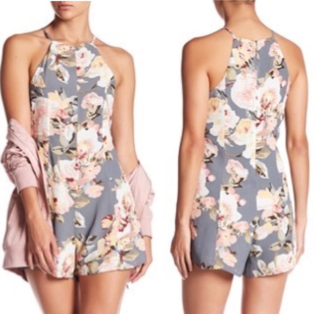 Privacy Please Lucca Romper Asphalt Floral Halter